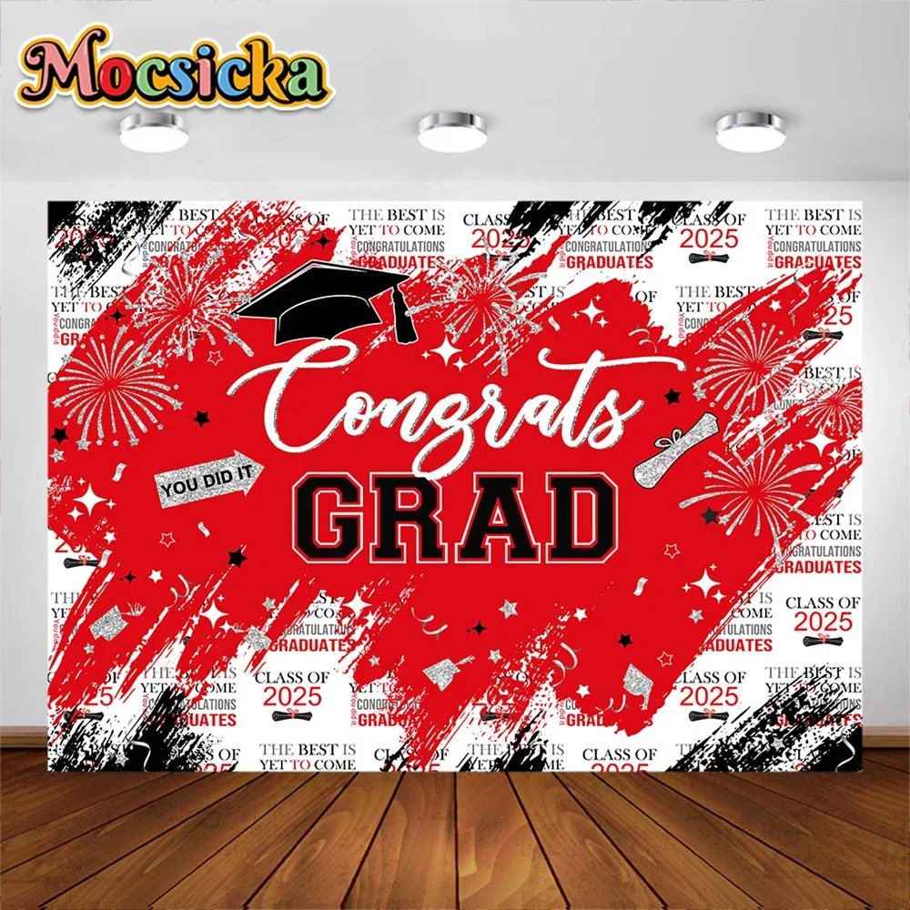 Mocsicka 2025 Graduation Season Photography Background Doctoral Hat Colorful Balloon Decora Boy Girl Portrait Photo Backdrops