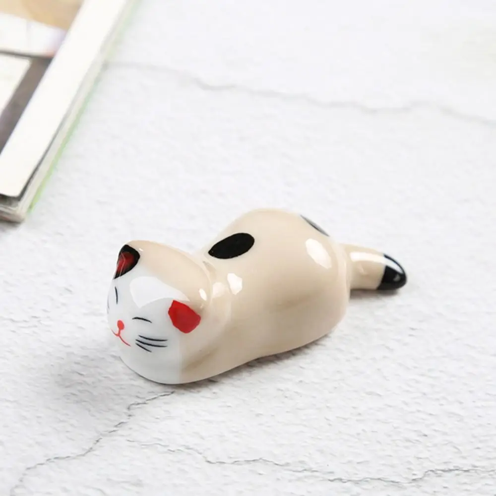 Chopstick Holder Ceramic Pen Rest Desktop Ornaments Kitchen Tableware Calligraphy Pen Holder Cat Shape Penmanship