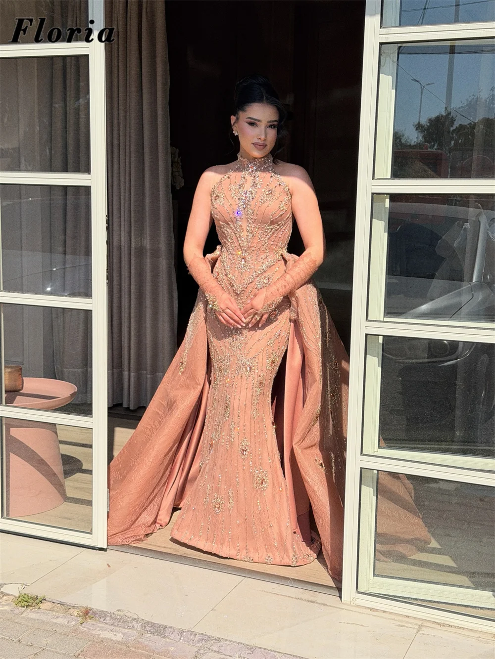 Blush Pink Beaded Evening Dresses With Detachable Skirt Customized Sleeves Prom Dress Wedding Party Gowns Robes De Soirée 2026 view 4