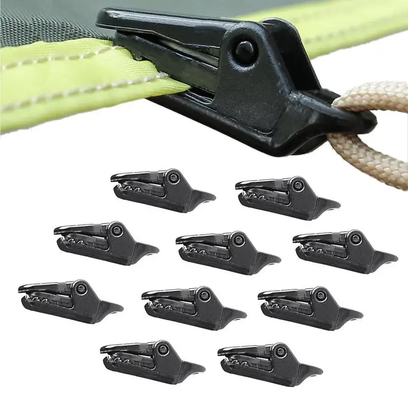 10Pcs Tarpaulin Canopy Clip Tent Canopy Clip Buckle Outdoor Wind Rope Clamps Awning Mountaineering Camping Clamps Rope Barb