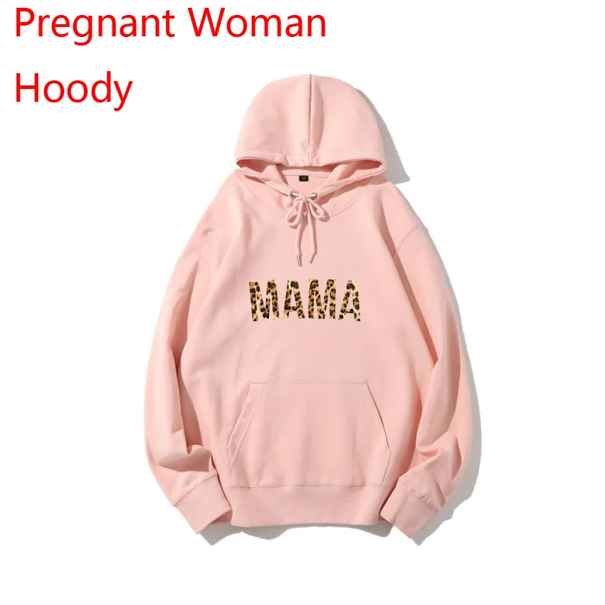 Leopard Pattern MAMA Letter Funny Print Pregnant Woman Hoodie Spring Autumn Pregnant Women Pullover Hoody Customized DIY