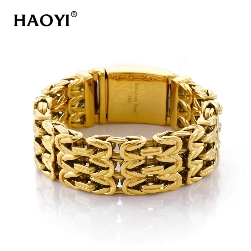 

HAOYI 5mm/23mm Geometric Connection Men's Bracelet Jewelry Party Gift Charming Men's Bracelet Gold and Silver Color