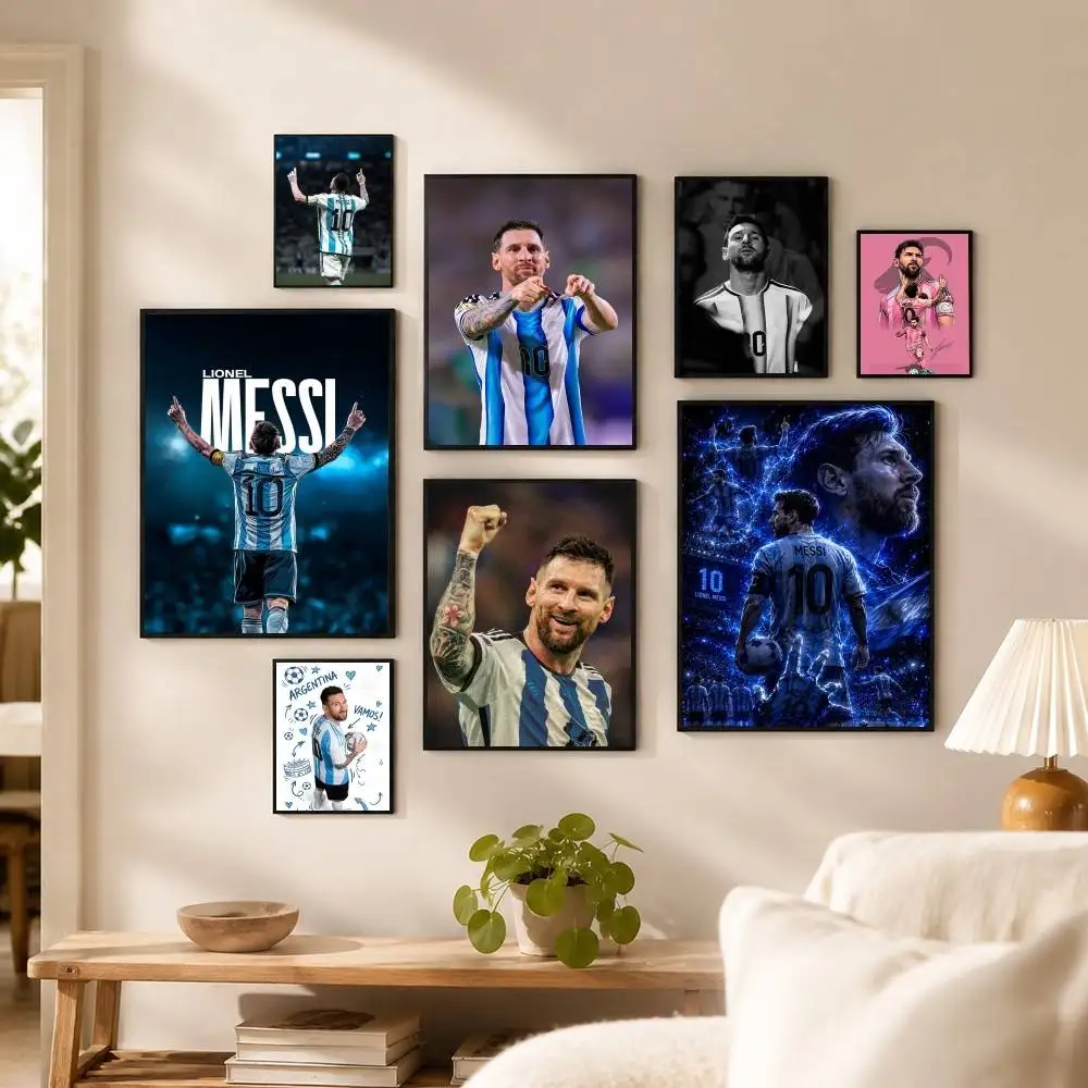 football legend Messi  Poster Waterproof Wall Art Sticker For Bar Living Room Vintage Decor High Quality Print Gift