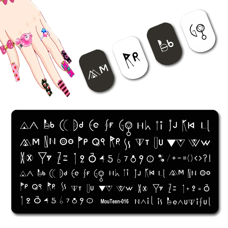 Leaping Note Nail Template Artistical Letter Printing Plate Young Girl Front Stamper Artistic Character Nails Stamping #016