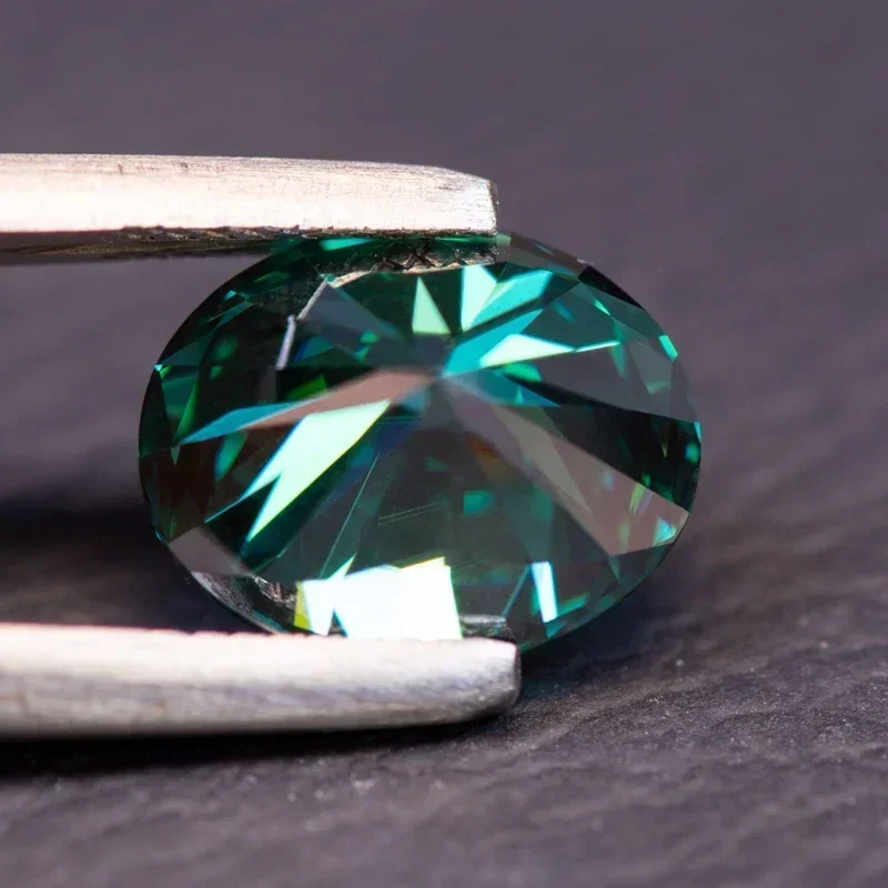 Pedra de moissanite pedra preciosa verde esmeralda cor natural vvs1 corte oval encantos jóias contas fazendo materiais com certificado gra