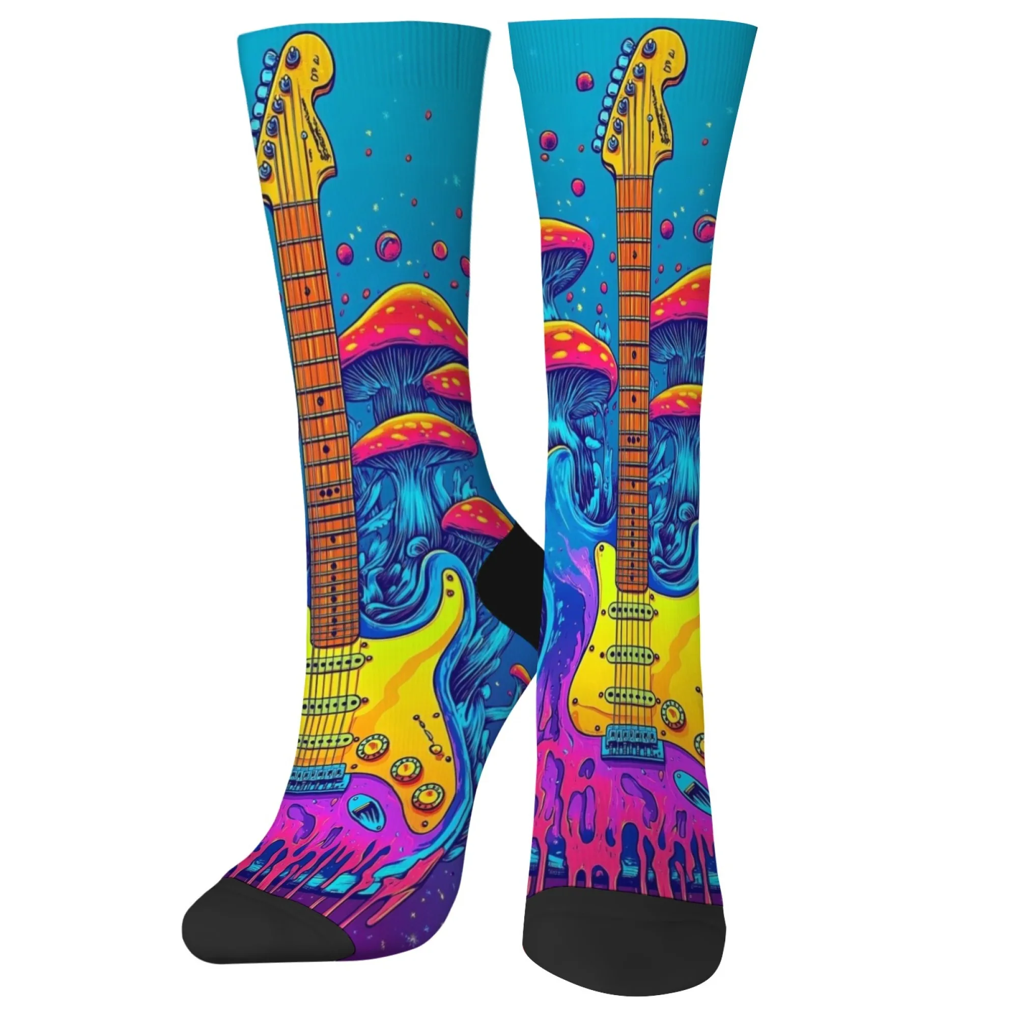 

Мужские носки в психоделическом стиле с электрогитарой, уличные носки в стиле хип-хоп, новинка, забавные носки Happy, модные носки в стиле Харадзюку в стиле ретро, подарок