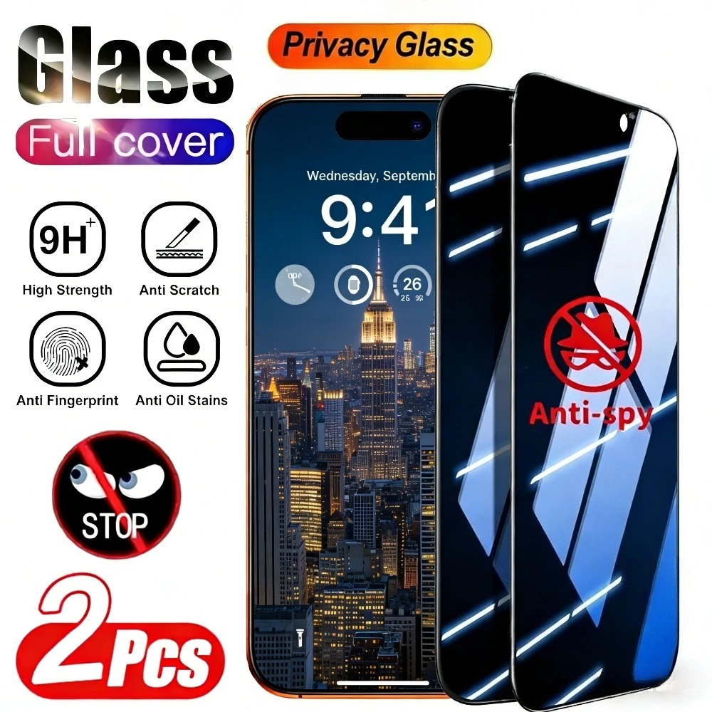 

2Pcs Anti Spy Screen Protector for iPhone 17 16 15 14 Pro Max Air 17e 16 15 Plus 13 12 11 Pro Mini Anti-Scratch Tempered Glass