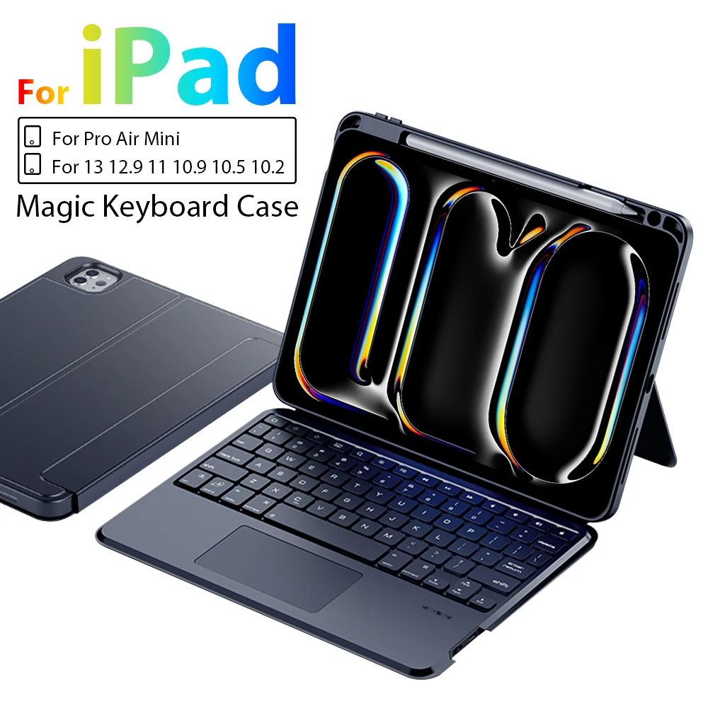 

Чехол с волшебной клавиатурой для iPad Pro 13 11 M4 M2 12,9 10 9-го 10-го поколения Funda для iPad Air 5 4 Mini 6 10,2 2024 Магнитный чехол