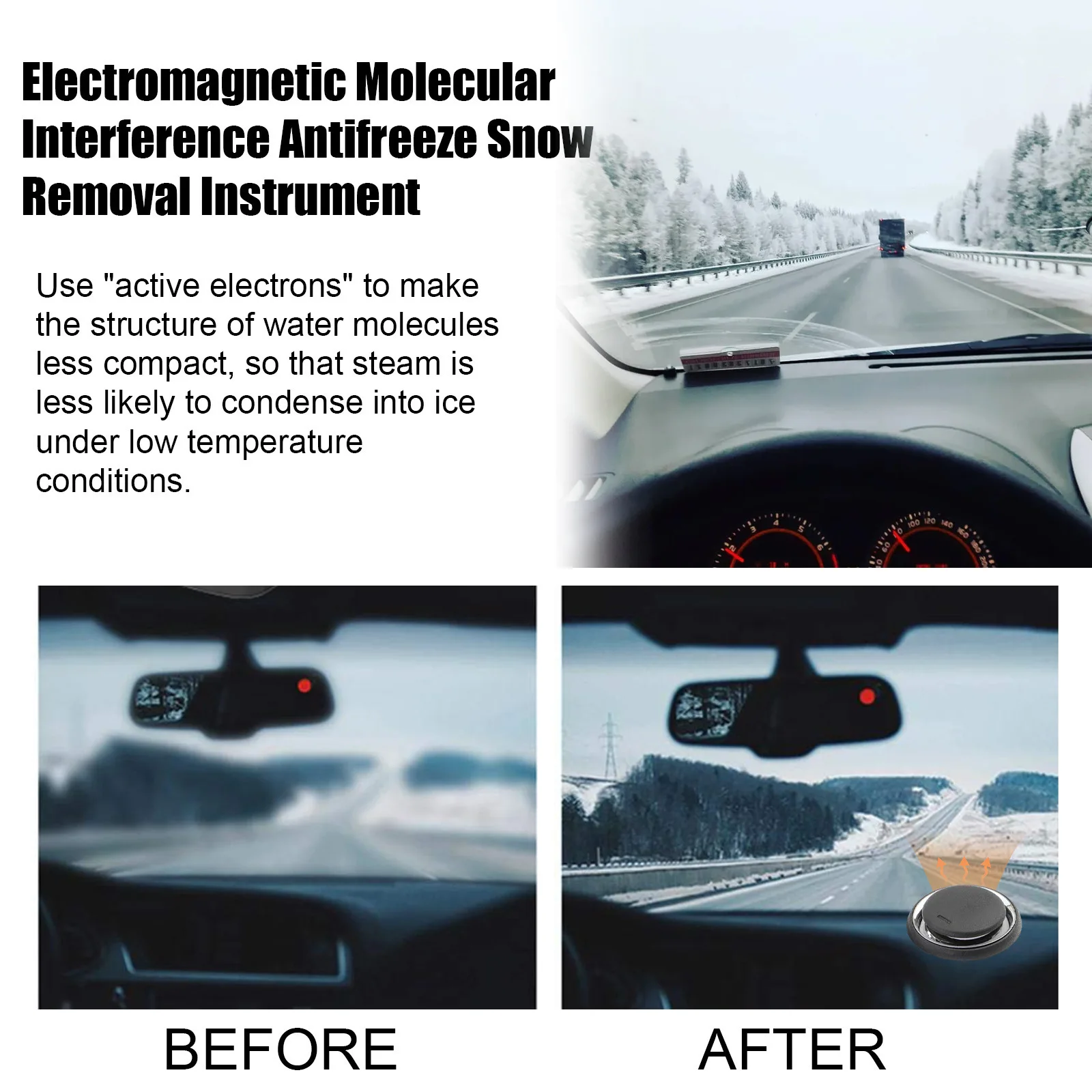 Electromagnetic Molecular Window Defogger Solar Power Supply Molecular Car Antifreeze Tools Portable Round for Winter