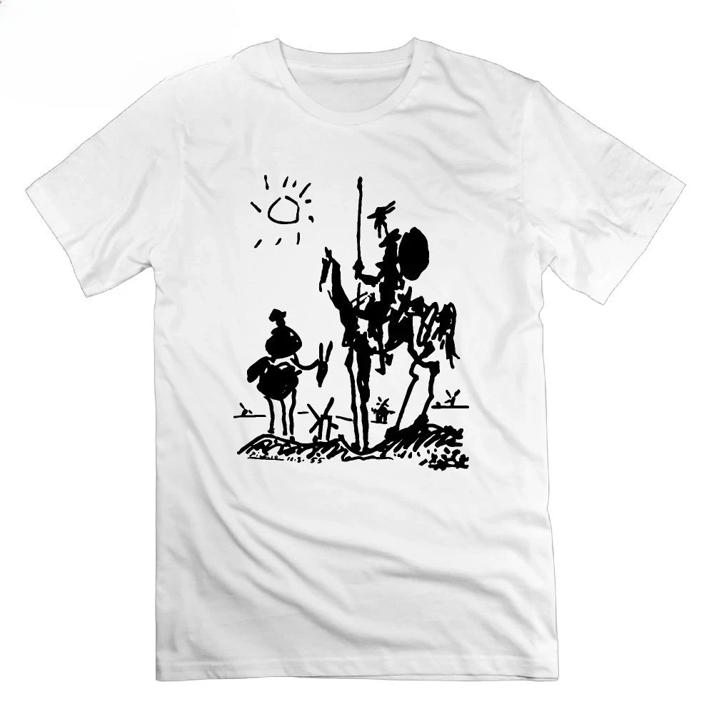 

Picasso Art Painting Man's T-Shirt Don Quixote knight Vintage Men T Shirts Tees Short Sleeve 100% Cotton Funny O Neck