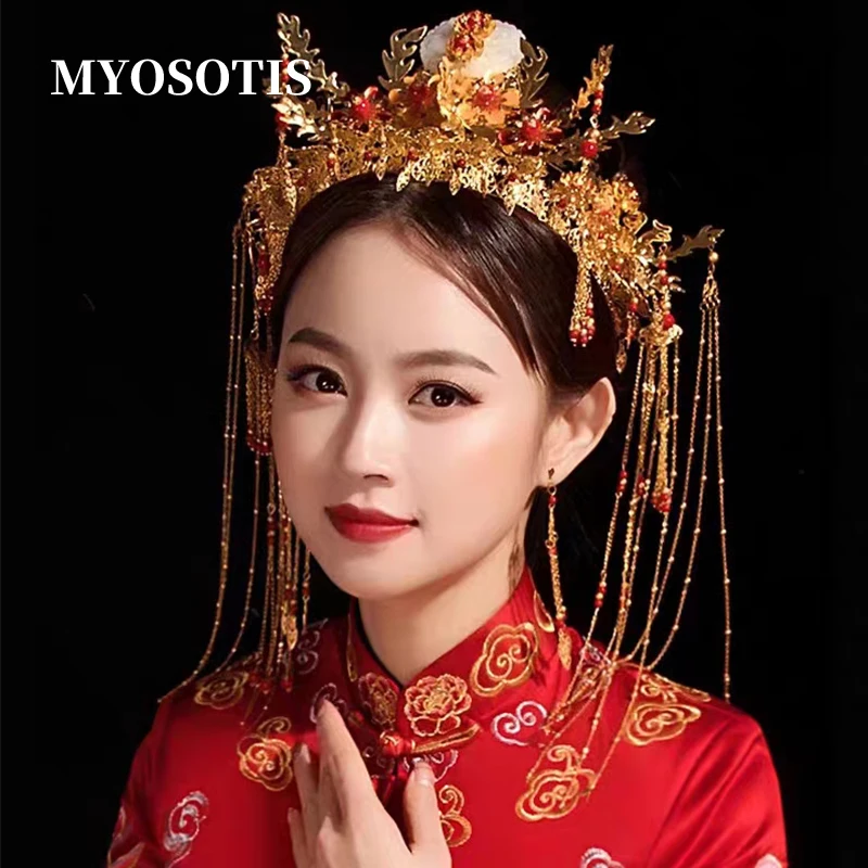 

Vintage Hair Crown Hanfu Decoration Handmade Hairband Tassel Bridal Jewelry Chinese Style Wedding Hair Accessories