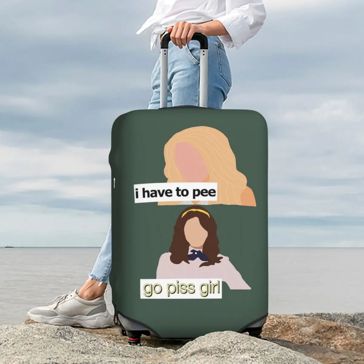 

Go Piss Girl Suitcase Cover Protection Elastic Travel Luggage Protector Covers for 18-32 Inch