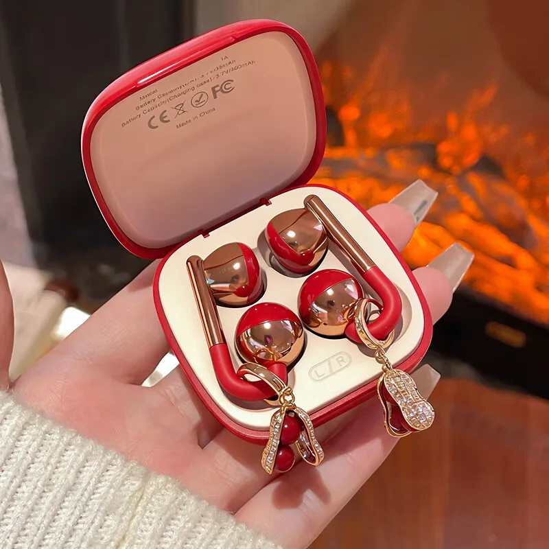 

Fashion Earring Style Wireless Bluetooth Earphones High Quality Sound Long Battery Life Lightweight Earbuds For Girls Women Gift