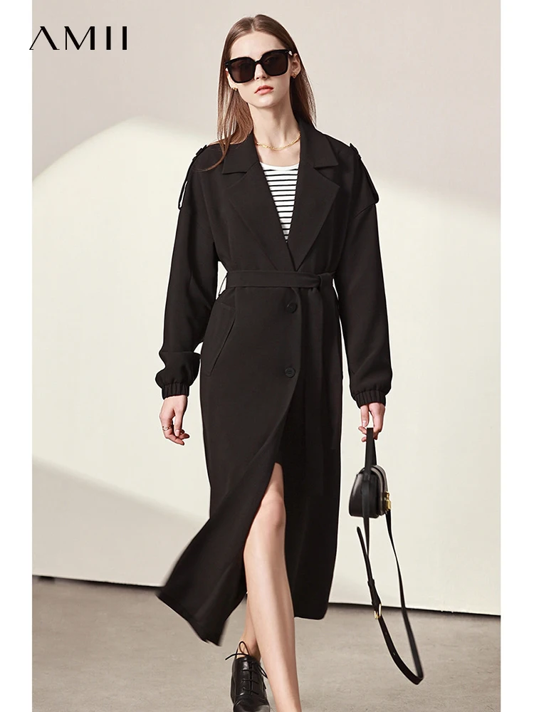 

Amii Minimalism Spring Autumn Women Long Trench Coat Causal Single Breasted Women's Windbreaker Female Clothing Jackets 12240267