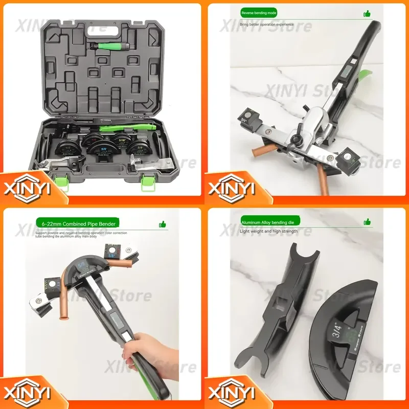 for 6-22MM Manual Pipe Bender Copper Aluminum Air Conditioning Tubing Bending Tool Set with 7 Dies
