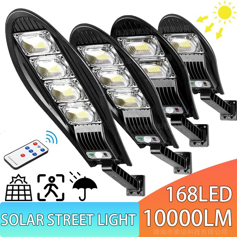 

Solar LED Lights Outdoors 10000W 168LED Street Lightings Powerful Yard Wall Lamps 3 Modes Waterproofs Gardens With Motion Sensor