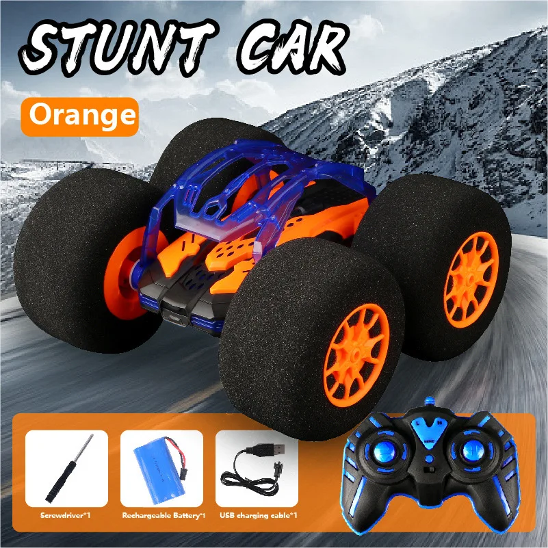 1 sponge four-wheel drive stunt car, wireless remote control toy car for boys and girls, 360 ° rotation and rolling