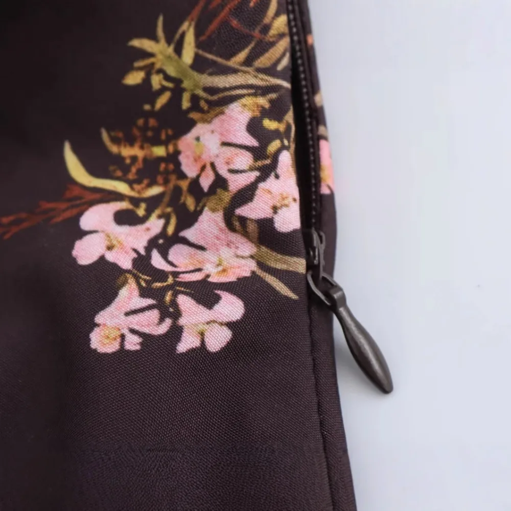ผู้หญิงดอกไม้พิมพ์ Midi ชุดเซ็กซี่สปาเก็ตตี้ปรับสายคล้องคอซิปด้านข้าง SLIM FIT ชุดกระโปรงฤดูร้อนใหม่
