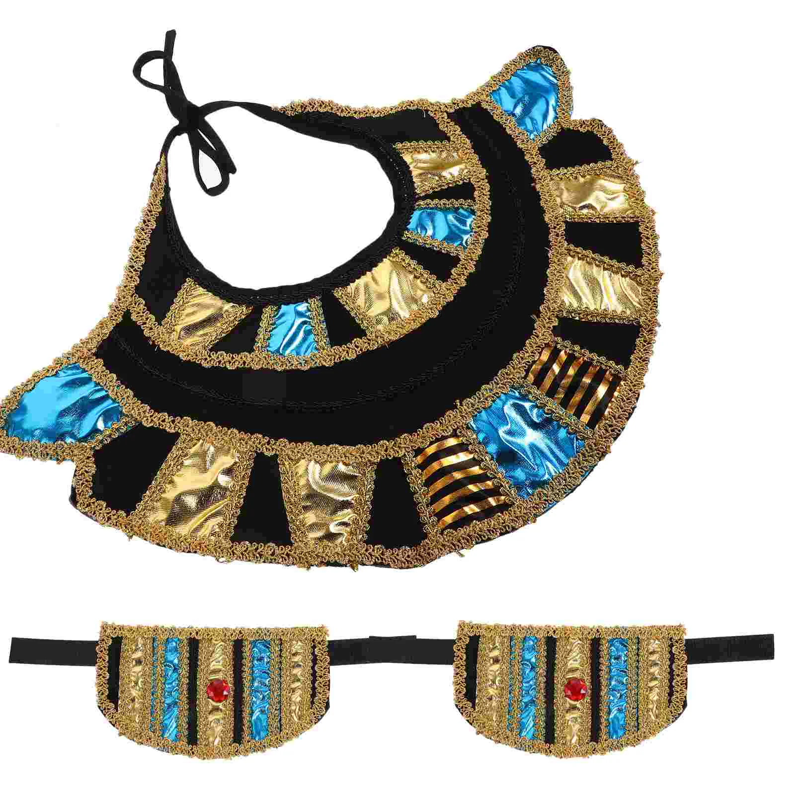 Egyptian Clothing Accessories Bracelets Kit Costume Accessory Belt Collar Cosplay Prop Wrist Bands Fabric Halloween Adults