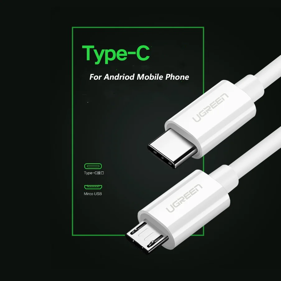 Ugreen USB C - Micro USBケーブル 1.5m Type C - Micro USB 2Aコード 急速充電とデータ転送対応