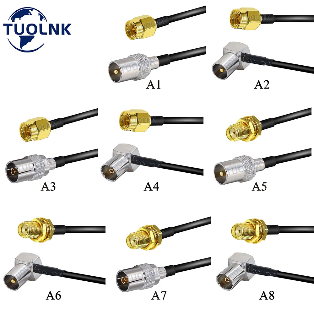 

RG174 Coax Cable IEC PAL DVB-T to SMA to TV Male Plug & Female Jack RF Jumper pigtail 50Ohm RG174 RF cable