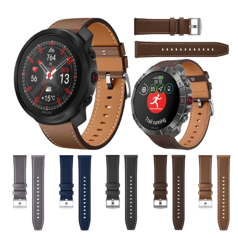 20mm 22mm Leather Band For POLAR IGNITE 3 2 Strap For POLAR Vantage M3 M2 M/V2 SHIFT/V3/Grit X2 Pro Titan Bracelet Business Belt