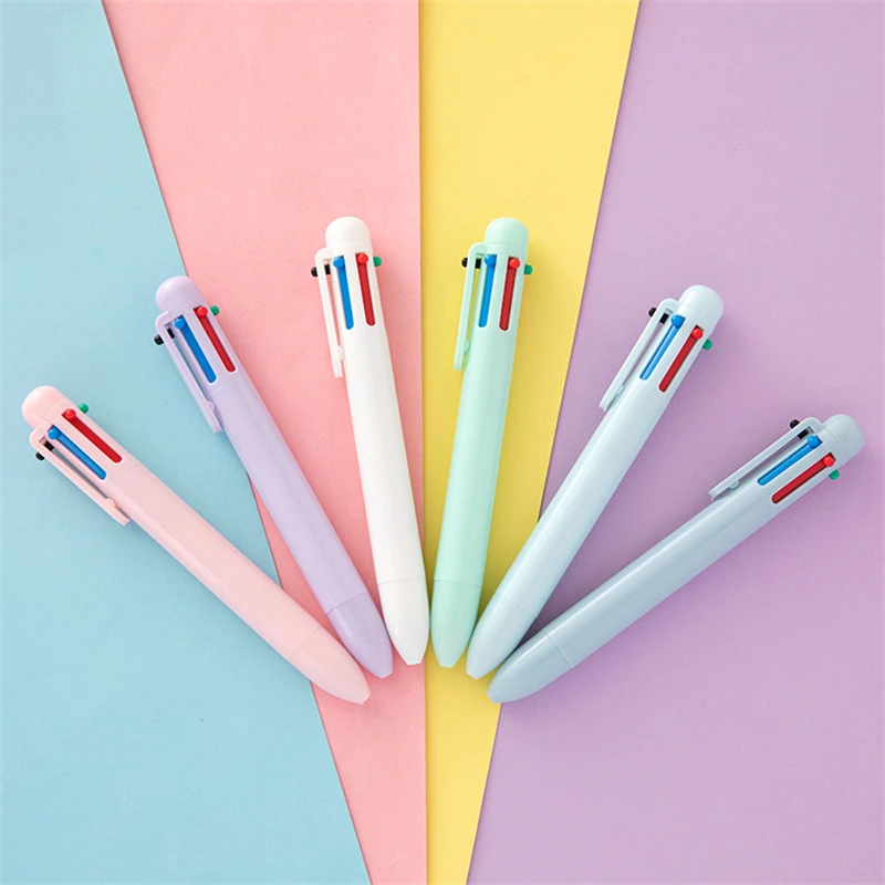 1pcs Candy Design Multi Color Ink Ballpoint Pen 0.5mm 6 In 1 Roller Ball Pen Spot Liner Marker Office School A7098