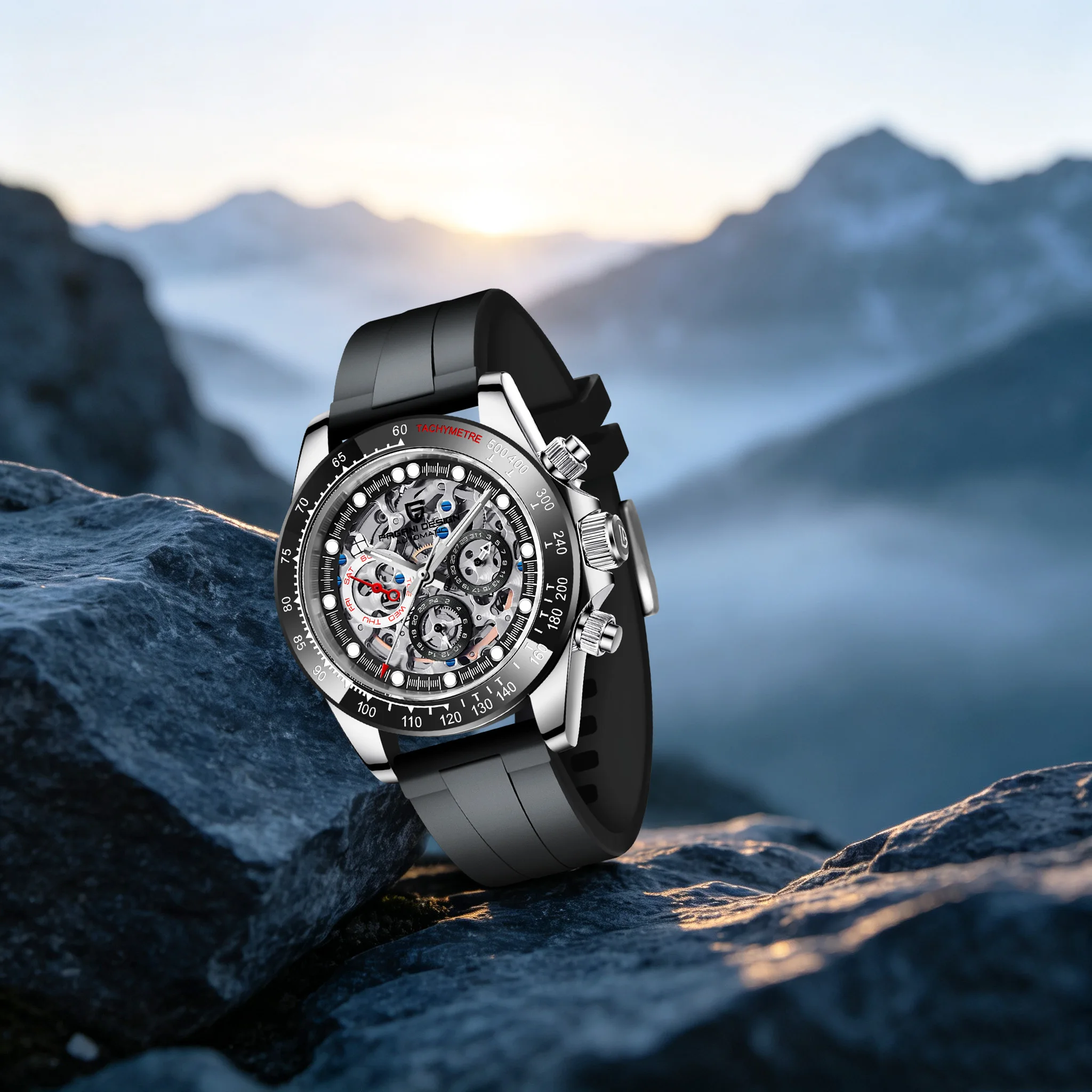 PAGANI DESIGN Sport Luxury Men Automatic Mechanical Watch Rubber Date/Week Display Sapphire Luminous Watch For Man Street-Trendy
