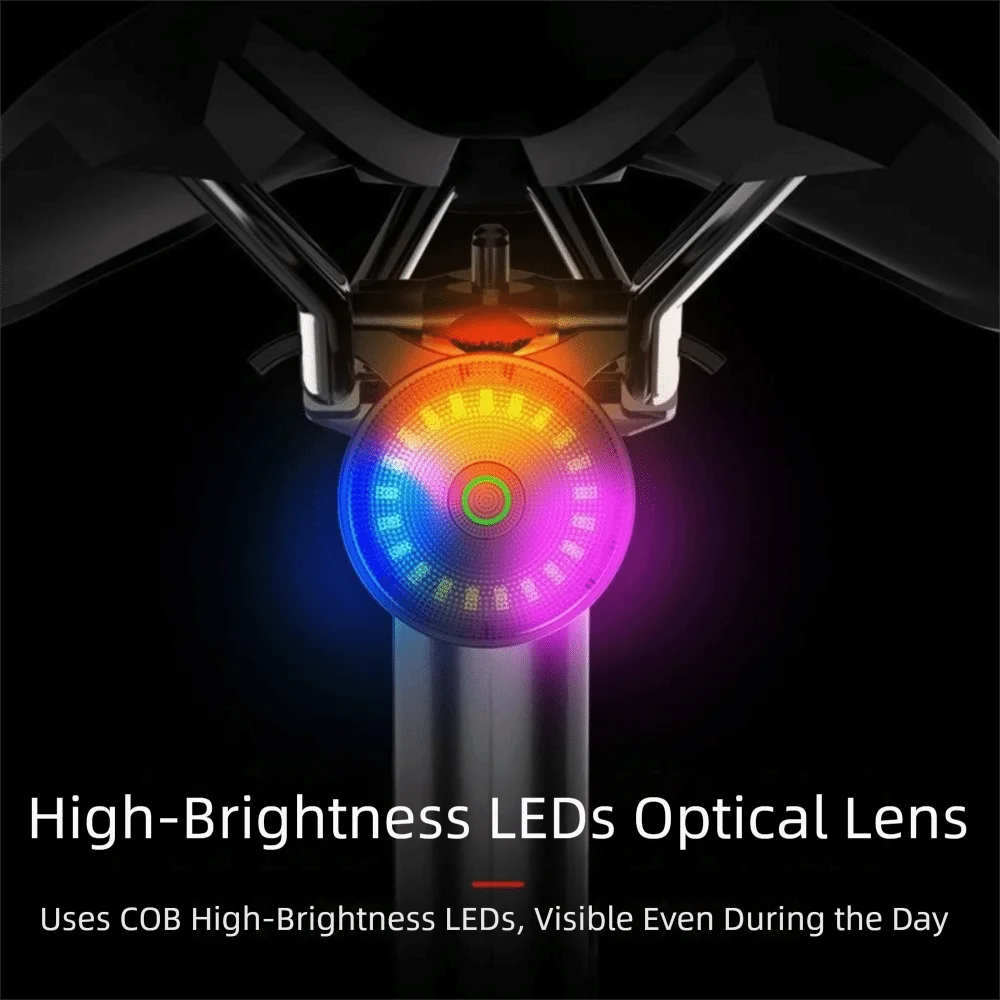 

Colorful LED Smart Brake Sensing Light Type-C Rechargeable Waterproof Design Bicycle Rear Light Fast Charging