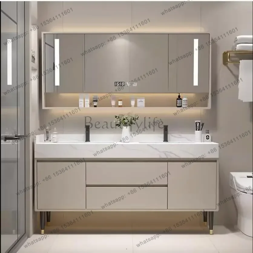 LDModern Floating Bathroom Vanity Set Stone Top Wall Mounted Bathroom Cabinet with Ceramic Sink Included 2 Drawers