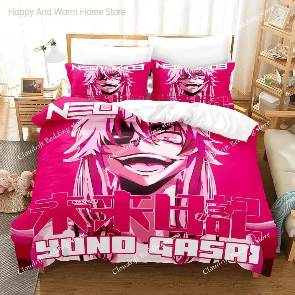 2023 Yuno Gasai Mirai Nikki Bedding Set Single Twin Full Queen King Size Bed Set Aldult Boys Bedroom Duvetcover Sets Anime Bed