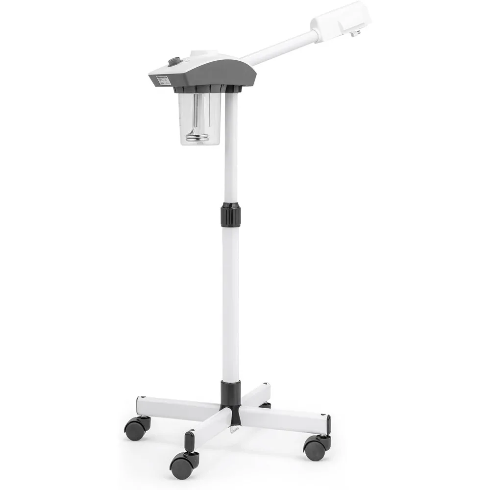 جهاز بخار الوجه الاحترافي باللون الأبيض مع عجلات، جهاز بخار أيوني حراري 750 وات #1