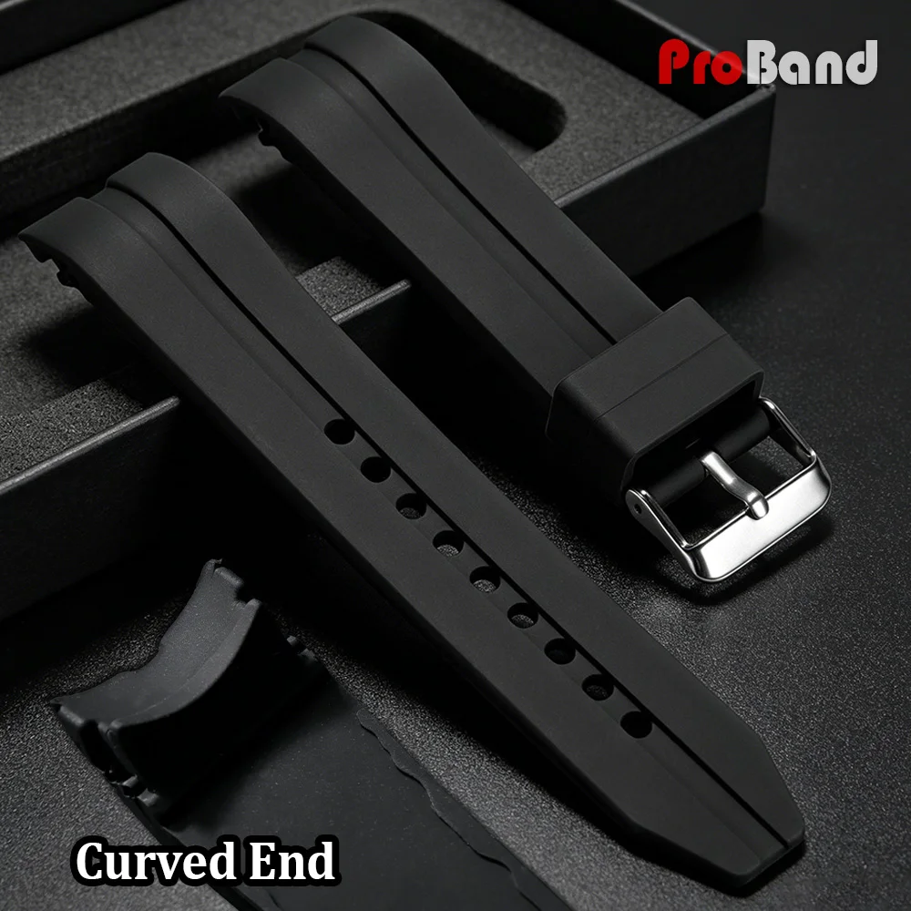 

Curved End Watch Band 22mm 24mm 26mm Soft Watch Straps Waterproof Silicone Rubber Sports Men Women Bracelet for Rolex for Seiko