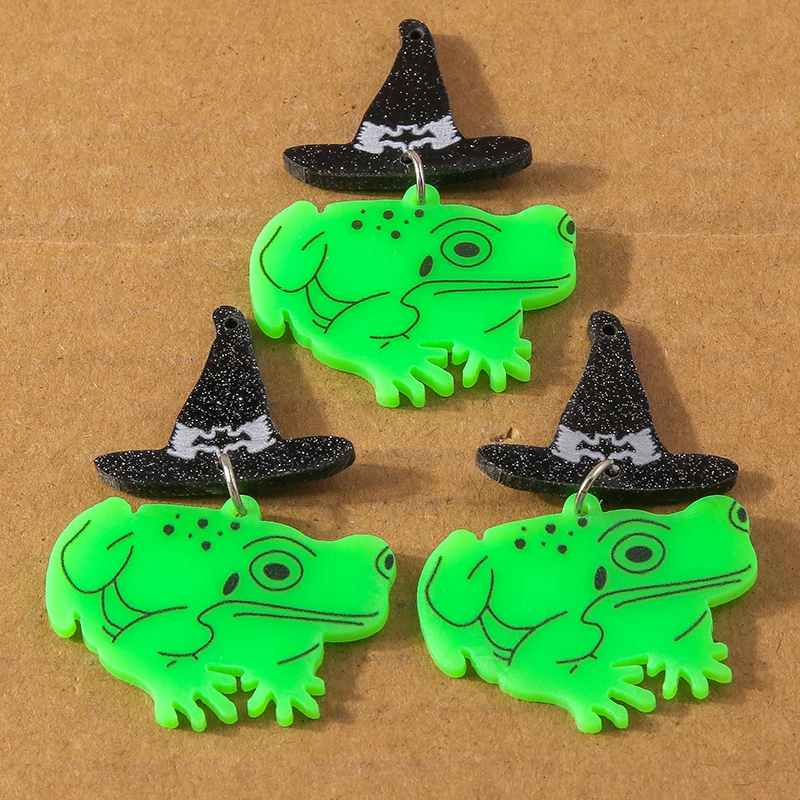 5pcs 35*51mm Acrylic Creative Frog Charms Pendant for Jewelry Making Earrings Necklace DIY Kid\'s Jewelry Accessories Supplies