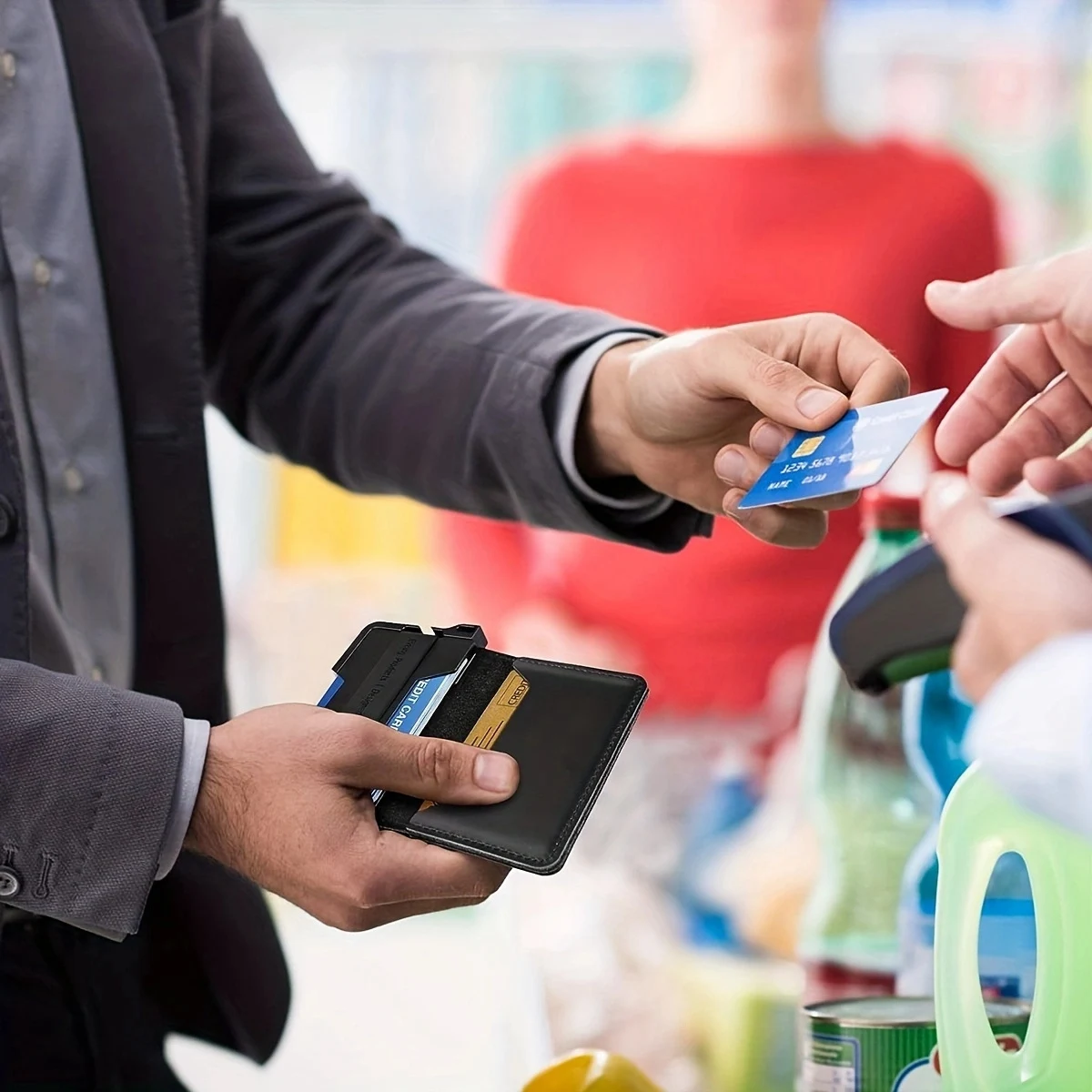 남성용 미니멀리스트 지갑, 슬림 RFID 지갑, 긁힘 방지, 신용카드 홀더 및 머니 클립, 쉽게 제거 가능