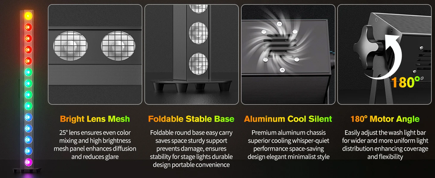 Yiflamefly 150W Wandfluter 14x20W RGBW COB LED Bühnenlicht DMX Pixel-Steuerung Hintergrundbeleuchtung für Hochzeit Party Bar KTV Club – Detail 5