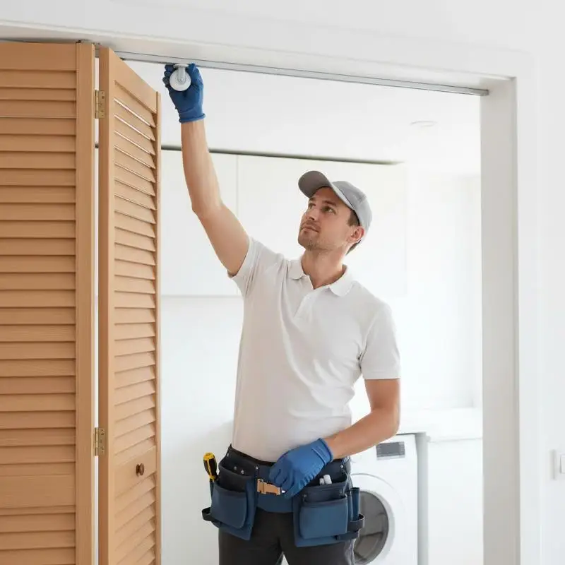 Комплект фурнитуры для складных дверей (2 шт.): направляющие и комплектующие для плавного открывания/закрывания дверей шкафов, гардеробов, прачечных