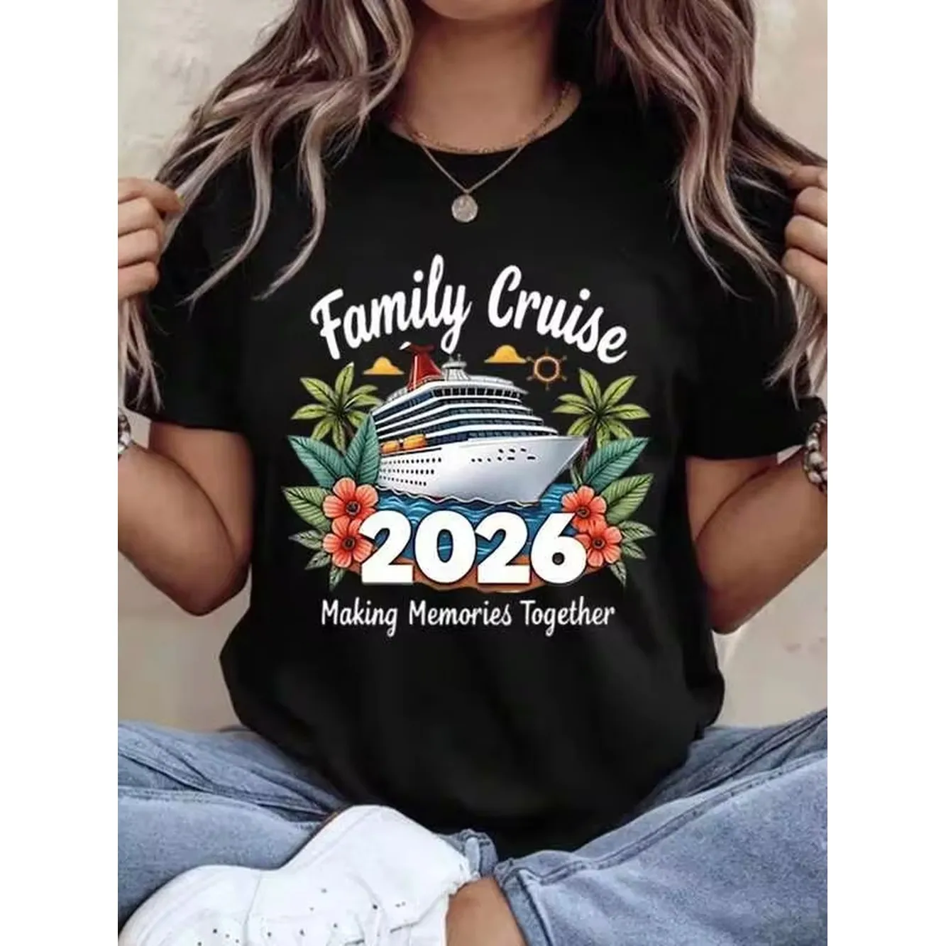 Family Cruise 2026 Making Memories Together Shirt For Vacation Trip Cruise Ship Tropical Design Summer Travel Gift For Family Group,220g