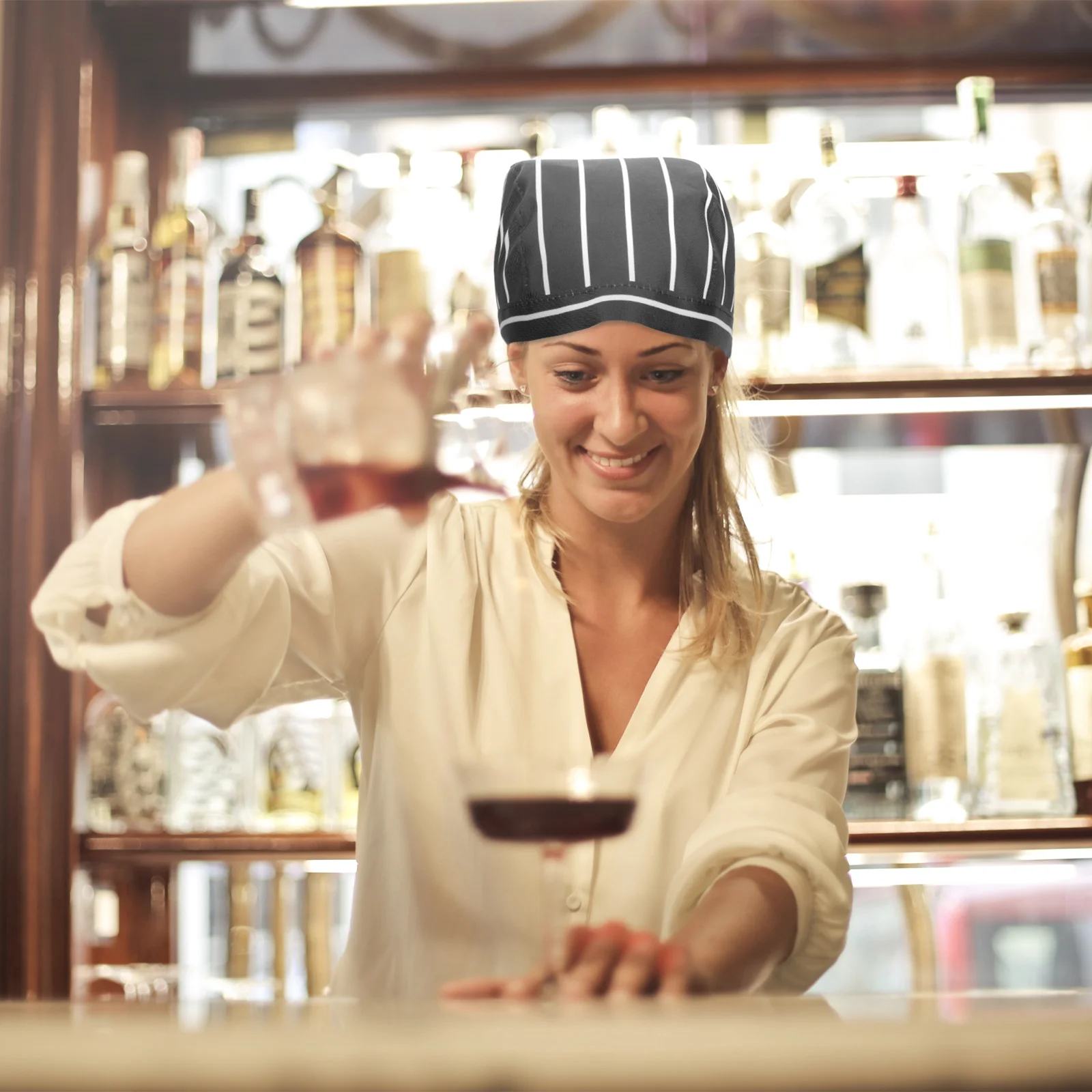 

2Pcs Unisex Cotton Chef Hat Black White Breathable Kitchen Cooking Catering Restaurant Waiter Cap Comfortable Stylish