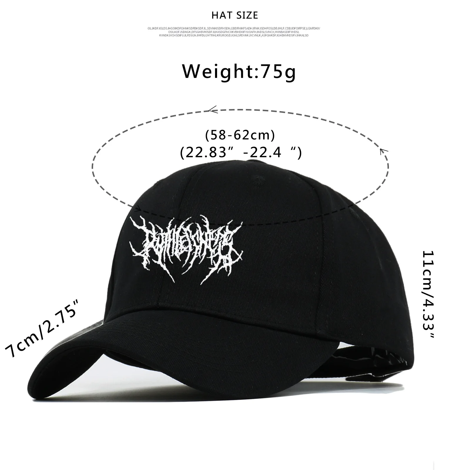 Gothic Street Punk Frauen Baseball Cap Cotton Fashion Embroidery Outdoor Black Sports Caps Men Women Hip Hop Snapback Dad Hats