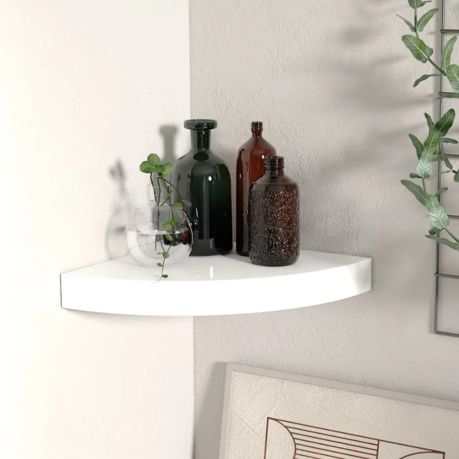 

Floating Corner Shelf High Gloss White 9.8x9.8x1.5 MDF