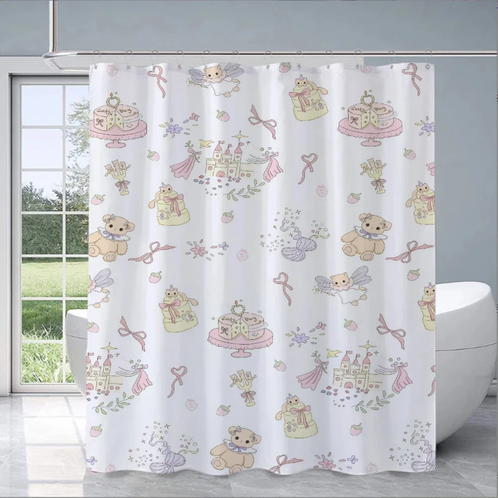 Tenda da doccia animale Kawaii tende da bagno in tessuto impermeabile per la casa accessori divisori pieghevoli camere da letto da bagno Quarto