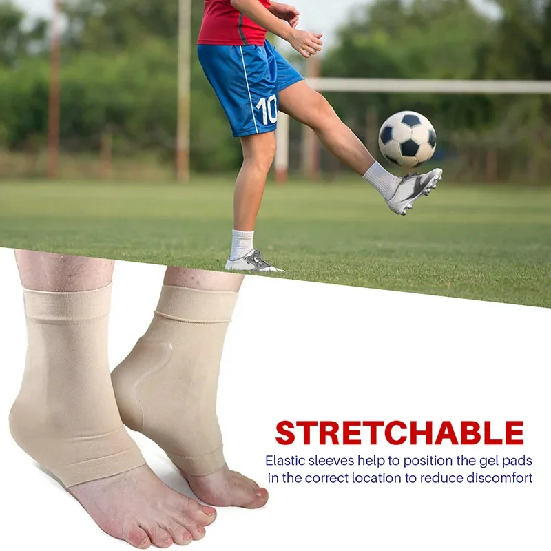 

1Pair Breathable Soft Shoe Boots Beige Elastic Silicone Gel Bandage Nylon Sleeve Heel Foot Protect for Ice Skating Horse Riding