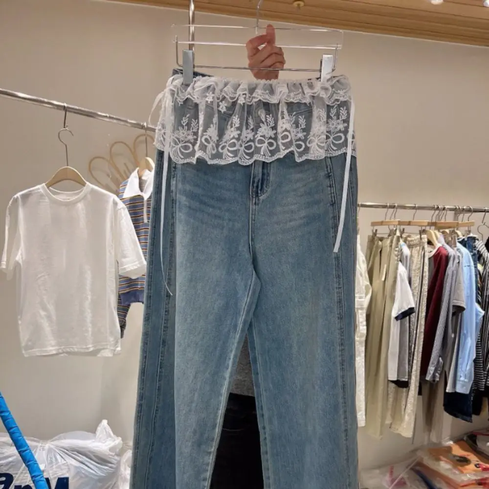 แฟชั่นสไตล์เกาหลีลูกไม้ Layered Gauze กระโปรงเอวสูงกระโปรงมินิหวาน One Piece ลูกไม้สายคล้องลูกไม้ Ruffles กระโปรง