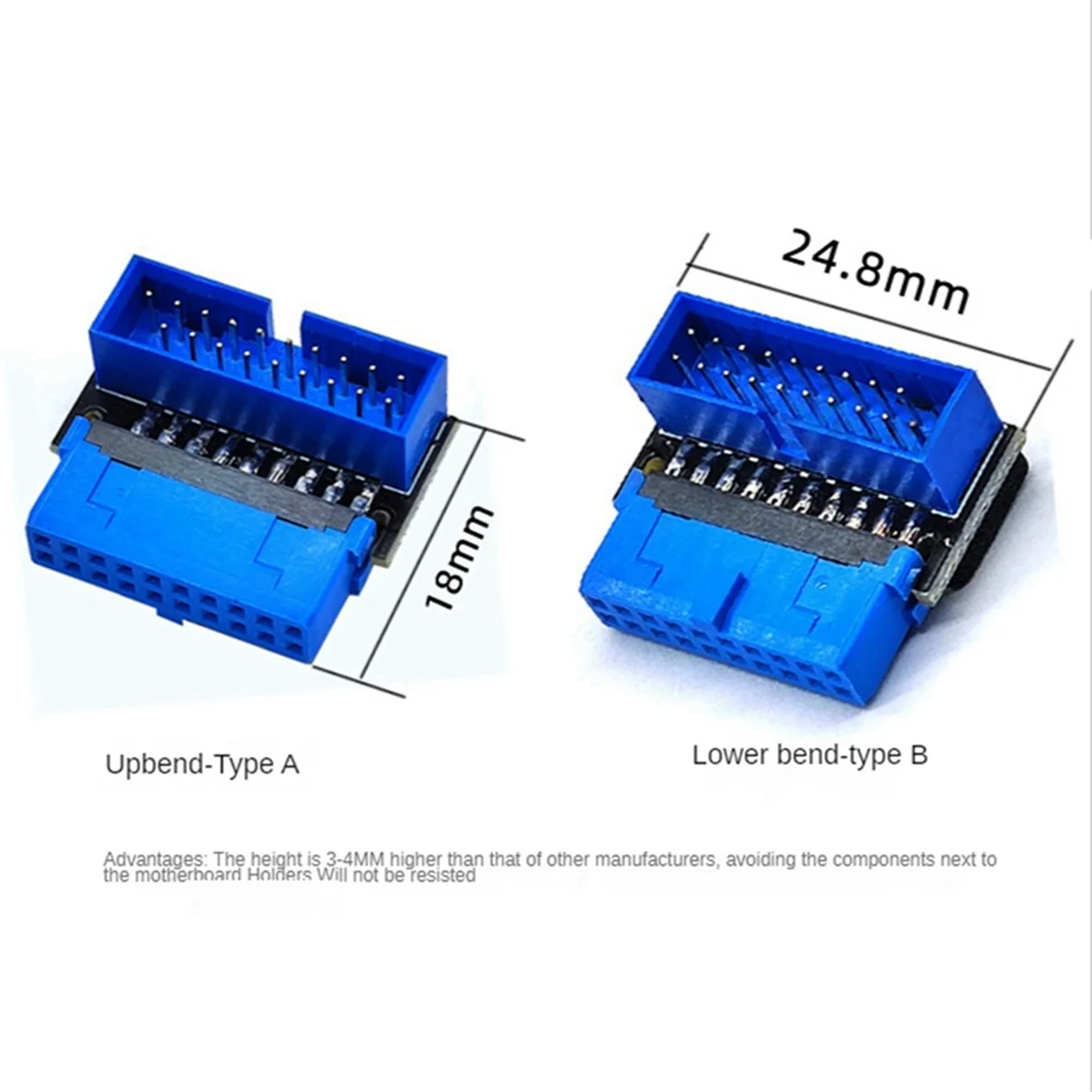 อะแดปเตอร์หัวต่อ USB USB3.2 GEN1 19Pin/20Pin ซ็อกเก็ต 90 องศาพวงมาลัยข้อศอก Converter DIY เมนบอร์ดเดสก์ท็อป A