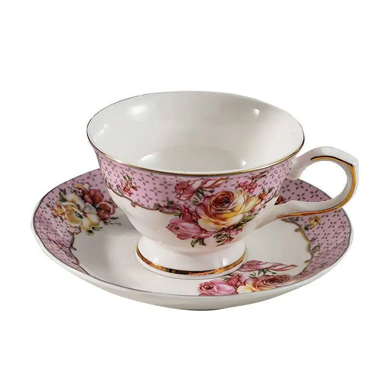 High-end European coffee cup and saucer set, ceramic high-value light luxury afternoon teacup