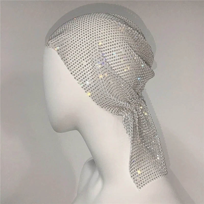 New Glitter Women Headpiece Turban Nightclub Jewelry Turbans for Woman