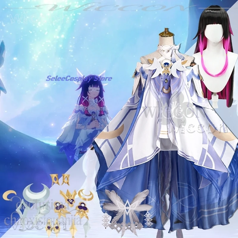 Disfraz Déesse Lune Columbina ktaJeu Genshin Impact Cosplay Anime Kawaii Dessin Animé Halloween Anime Déguisement de Noël