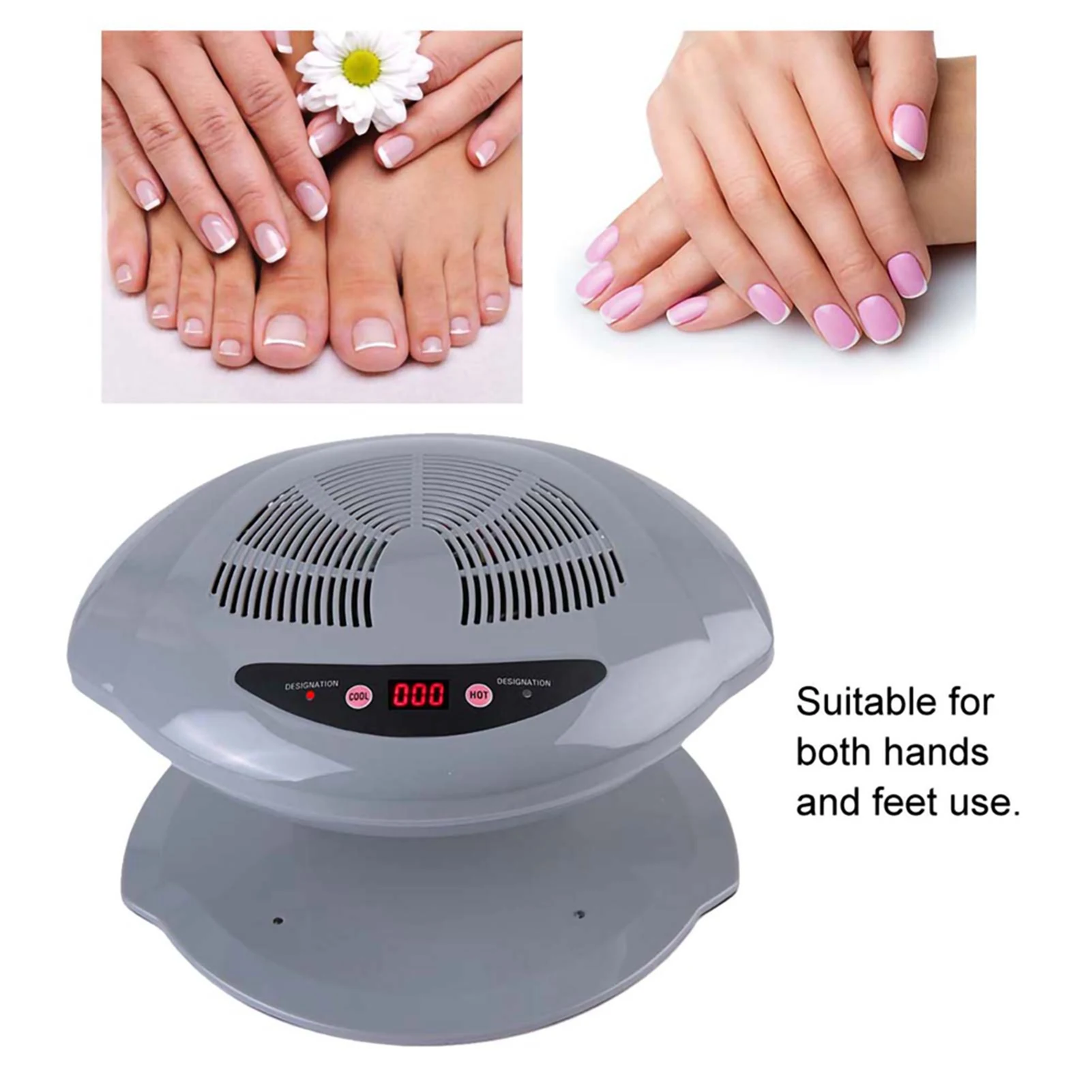 Nail Dryer Temperature Sensor Nail Polish Dryer 2 in 1 Grey Cool/Warm Air Blow Temperature Sensor Nail Polish Dryer Machine