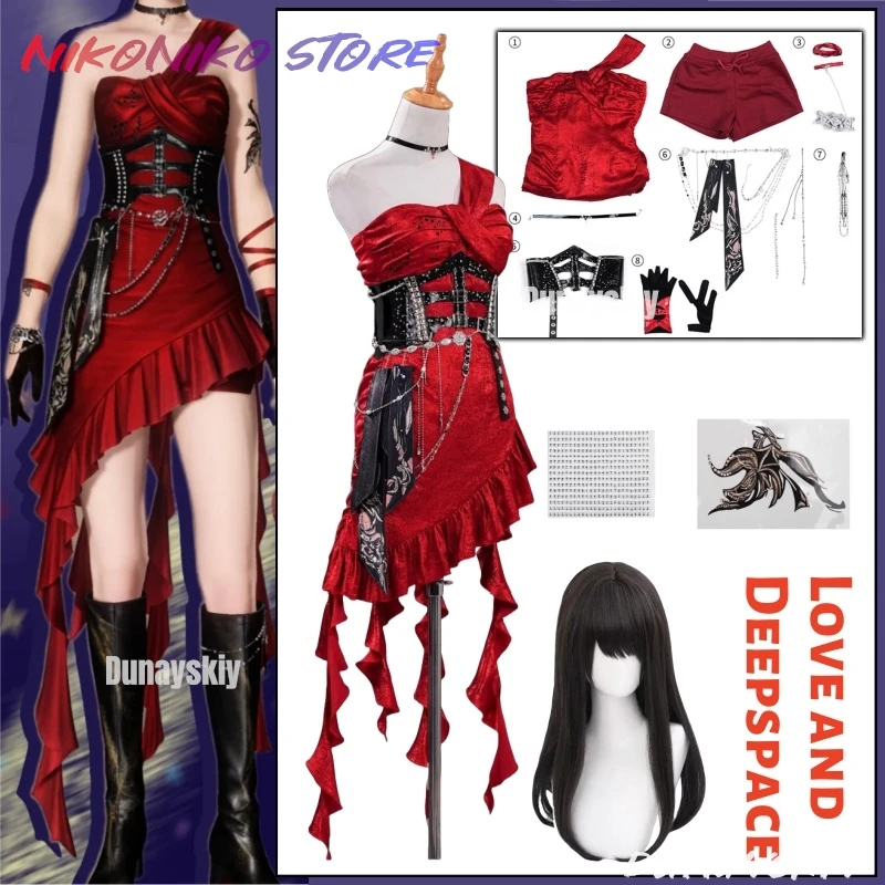 

Love and Deepspace MC Косплей 크리스마스 의상 Midnight Waltz Красное Платье Героины Новый Наряд Силус Хэллоуин Вечеринка для Женщин Девочек